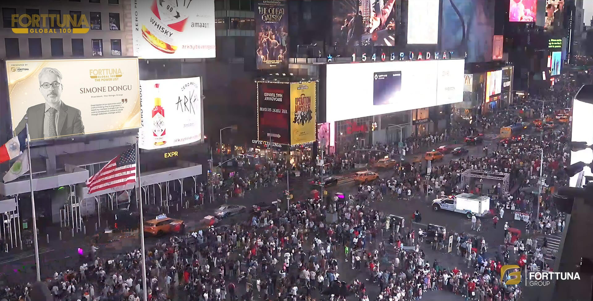 Times Square, New York, 5 July 2025 - Simone Dongu is announced as one of the the 100 most influential leaders in the world Times Square, New York, 5 July 2025 - Simone Dongu is announced as one of the the 100 most influential leaders in the world