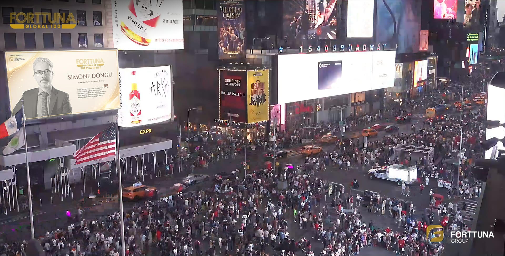Times Square, New York, 5 July 2025 - Simone Dongu is announced as one of the the 100 Most Influential Leaders in the world Times Square, New York, 5 July 2025 - Simone Dongu is announced as one of the the 100 Most Influential Leaders in the world